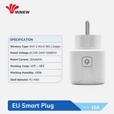 16A EU Smart Life WiFi Connected Socket Timer Outlet Home Voice Remote Control Plug with Alexa Google Assistant APP