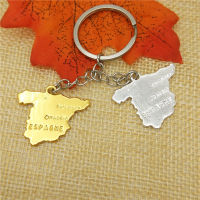 LPHZQH Wholesale Spain Map Key Chain Women Bag Car Key Ring Espanha Spanish Pendant Jewelery Christmas Gift Gold Color