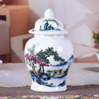 Jingdezhen Ceramic General Tank Vase Bird And Flowers Hat-covered Ginger Jars Ornament Creative Gift