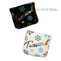 1Pc Snowflake Pattern Golf Putter Cover PU Leather Large Mallet Golf Head Cover Magnetic Closure Golf Head Cover