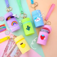 ◄♞ Cute Bucket Bag Portable Bucket Coin Purse Silicone Coin Bag Sundries Storage Bag Womens Bag With Pendant Keychain 2 Styles
