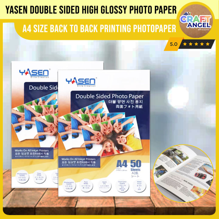 Yasen Double Sided High Glossy Photo Paper 1 Pack 120gsm 140gsm 180gsm 230gsm 300gsm A4 3176