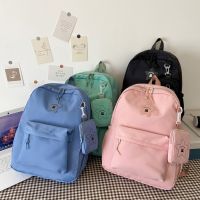 Simple Style Large Capacity Women Backpack Nylon Water Repellent School Bag For Girls Solid Color Outdoor Travel Backpacks 2022