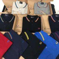 FRED PERRY Fredperry Grain FP สำหรับผู้ชายและผู้หญิงที่ปลูกฝังศีลธรรมอันดีของตัวเองโปโลแขนสั้นโลโก้สีบริสุทธิ์เป็นที่นิยมหดตัวธุรกิจและกลุ่มพักผ่อน