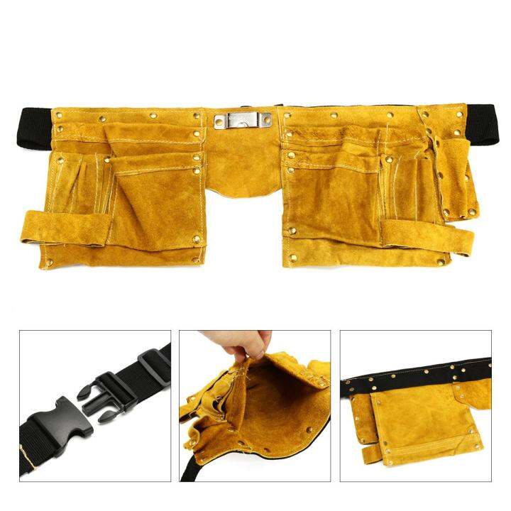 Leather Tool Belt Nail Pouch Bag Holder Apron Carpenter Electrician