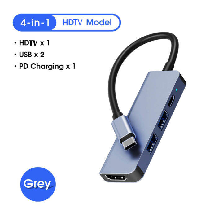 dj1015-4-in-1-usb-c-hub-usb-c-อะแดปเตอร์-usb-c-เพื่อ-hdmi-100วัตต์พลังงาน-usb-ipad-2-0-3-0การจัดส่งหลายพอร์ตสำหรับ-xps-pro-hub-เข้ากันได้กับ-usb-pro-macbook