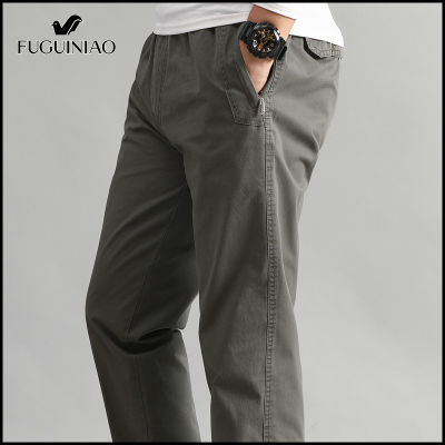 FUGUINIAO กางเกงผู้ชายกางเกงลำลองฤดูร้อนบางหลวมขาตรงขนาดใหญ่แฟชั่นกลางแจ้งกางเกงแห้งเร็ว M-6XL