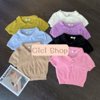 Cici(2130) Puffy CropTop เสื้อครอปไหมพรมกิมมิคขนนุ่มๆ ทรงคิ้วท์ๆสไตล์สายเกาหลี