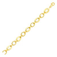 สร้อยข้อมือทองคำแท้ 14k ตัวเรือนทรงวงรีแวววาว  7.5 นิ้ว Shiny and Textured Oval Link Bracelet in 14k Yellow Gold