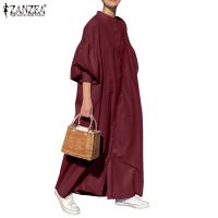 ZANZEA Women Fashion Long Lantern Sleeve O-Neck Cuffs Long Dress 513卍☃┋