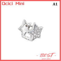 Qcici พลอยเทียมแวววาวต่างหูรูปดาวดาวห้าแฉก Bling น่ารักหวานคลิปหูแฟชั่นสไตล์เกาหลีสำหรับผู้หญิงเครื่องประดับแบบเจาะที่สวยงาม