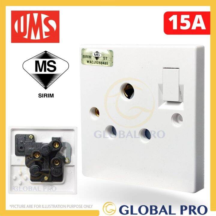 1 Pc Ums 15a Switch Socket 250v Ac 1 Gang Switched Socket Outlet Heavy Duty Socket 1215a Lazada 8369