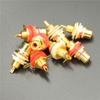 20pcs/lot Panel Mount Gold Plated RCA Female plug Jack Audio Socket Amplifier Chassis Phono Connector with nut solder cup