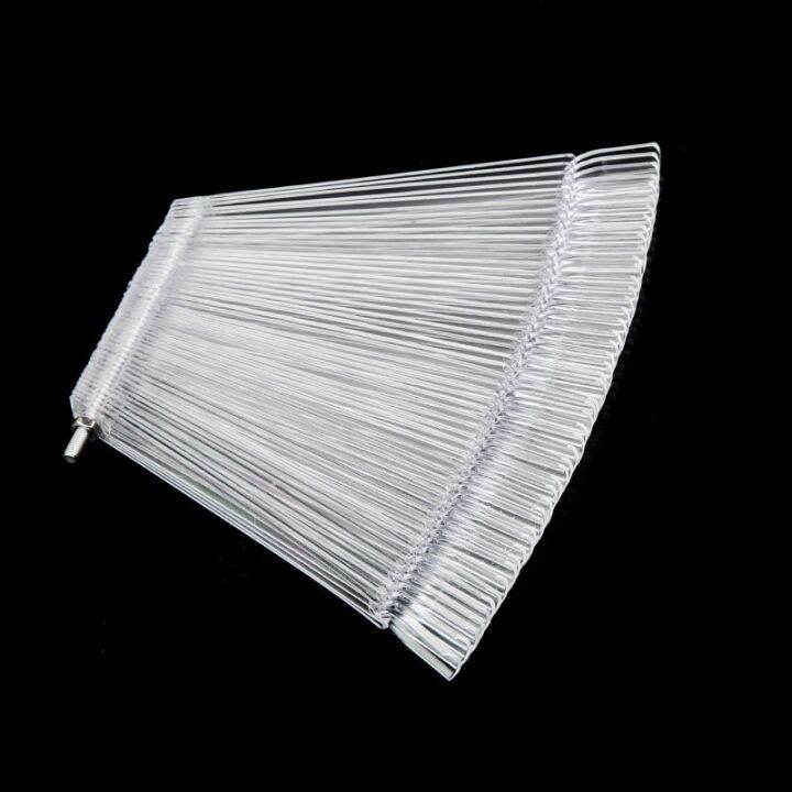 50pcs-false-tips-clear-nature-nail-art-display-oval-fan-style-nail-swatch-polish-stand-tips-practice-manicure-accessories-tool