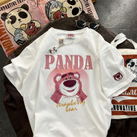 【Fashion】 2023 Lotso Printed Short sleeve T-shirt Women casual clothes Strawberry Bear cartoon cute Tops แฟชั่นแขนสั้นผ้าฝ้าย