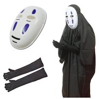 Adult &amp; Kids No Face Man Kaonashi Cosplay Tunic Outfits Halloween Costume