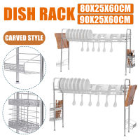 ชั้นวางที่มีช่องระบายน้ำออกที่ใช้ในห้องครัวชั้นคว่ำจานเครื่องครัวสเตนเลสตาข่ายแขวนตากแห้งบนอ่างชั้นวางของอุปกรณ์จัดระเบียบจาน
