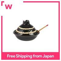 Hase Seito หม้อดินเผาประเภทภาชนะเครื่องปรุงอาหารด้วยช้อนประมาณ ACK-34สีดำขนาด7X5ซม.