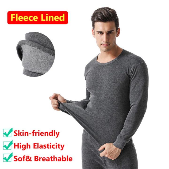 Thermal Underwear for Men Winter Soft Fleece Lined Long Johns Set Men's ...