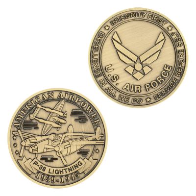 【CC】♤☄✽  US Air Force P-38 Lightning Interceptor Souvenir Coin Fans Plated Commemorative