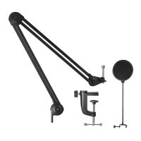 Microphone Boom Arm Stand Pantograph Tripod Adjustable Suspension Scissor Spring Built-in Mic Stand for Gaming Streams Studio