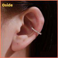 OSIDE 1pc ใช้ได้ทุกเพศ ต่างหูเพชรเต็ม กระดูกอ่อนเกลียว เงินสีเงิน คลิปหนีบหู ของใหม่ ของขวัญสำหรับเด็ก ต่างหูสตั๊ดเพทาย สำหรับผู้หญิง