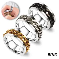 แหวนเท่ๆผู้ชาย แหวนแฟชั่น แหวนโซ่ หมุนได้ 5 สี แหวนสแตนเลส สตีล แท้ 100% ผิวเงาสวย ดีไซน์แบบเรียบง่าย (สินค้าพร้อมส่งมาก)