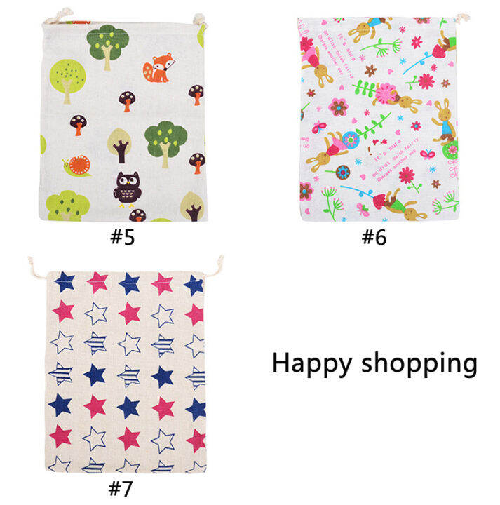 ready-stock-korean-cotton-linen-gift-storage-bag-drawstring-travel-clothes-toy-organize-cloth-bag