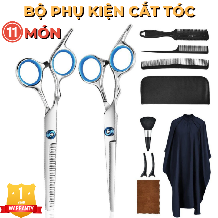 Combo Bộ Kéo cắt tóc và tỉa tóc  2 cây lược  Áo choàng cắt tóc  Dao cạo  đa năng  Shopee Việt Nam