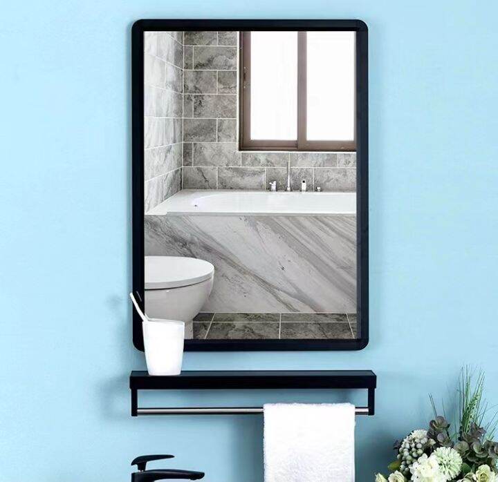 Round/Square Mirror for Wall Decor, Matte Black Metal Frame, Circle