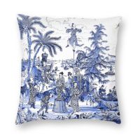 Chinoiserie blue landscape pillowcase Blue Delft printed sofa pillowcase pillowcase Home decoration pillowcase  (Double sided printing design for pillow)