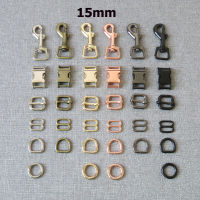 【2023】1 Pcs 15mm Nickle Metal D O Ring Belt Straps Slider Side Release Buckle Spring Snap Hook For Dog Collar Leash Harness Accessory