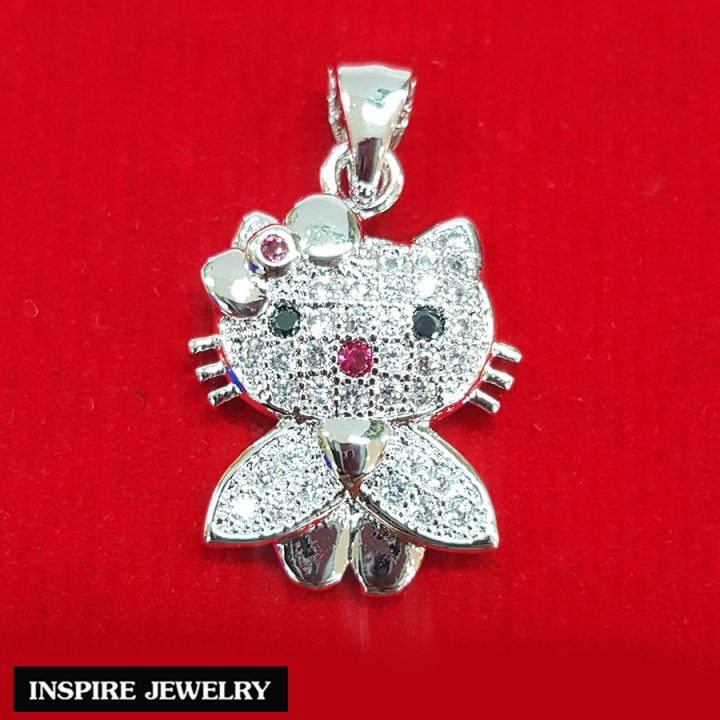 inspire-jewelry-จี้แมว-งาน-design-ฝังเพชรสวิส-หุ้มทองคำขาว-สวยหรู