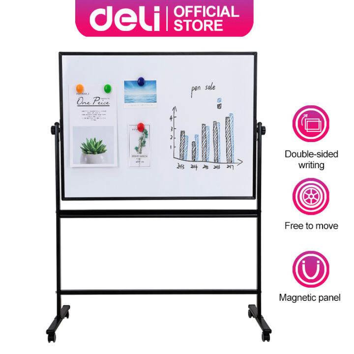 Deli White Board With Stand Set 900*1200mm Doublesided Writable