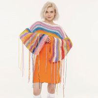 Women Rainbow Tassels Weaving Sweater Casual Knit Geometric Pattern Long Sleeves Female Pullover 2023 Autumn Winter Jumpers Top