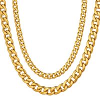 【Transparent thinking】ผู้ชาย39; S Miami Curb Cuban Link Chain สร้อยคอ Hiphop Gold Silver สีโซ่สแตนเลสสำหรับผู้ชายและผู้หญิงเครื่องประดับ Hip Hop