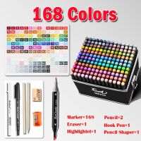 168 Color Marker Pen set Sketch Graffiti Double Head Marker Pen Comic Art Painting Watercolor Korean Stationery