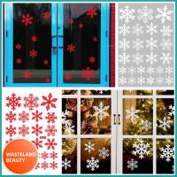 WASTELAND BEAUTY 27PCS Red Xmas Decorations Gifts Shop Window Snow Decal Snowflake Static Christmas Sticker