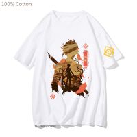Genshin Impact Tshirt Zhong Li T Shirts For Hot Game Cartoon Tshirt 100 Cotton Gildan
