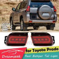 LEDสะท้อนแสงด้านหลังกันชนไฟท้ายสำหรับToyota Land Cruiser Prado 2010-2021 หยุดไฟเบรคW/แบบไดนามิกลำดับเลี้ยวเลนส์สีแดง