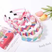 【Ready Stock】 ⊕✉▩ C18 1Pc Sweet Baby Girls Rainbow Color Love Shape Scrunchies Stars Headband for Children