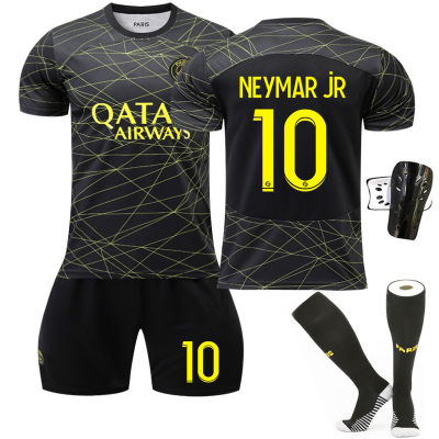 22-23 Paris Three Away Football Uniform No. 30 Messi 10 Neymar 7 Mbape Black Gold Line Jersey