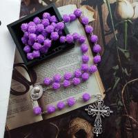 【CW】◘❀✚  Cottvott Prayer Hands Medal Resurrection Rosary Necklace Beads Chain Baptism Sacrament Jewelry