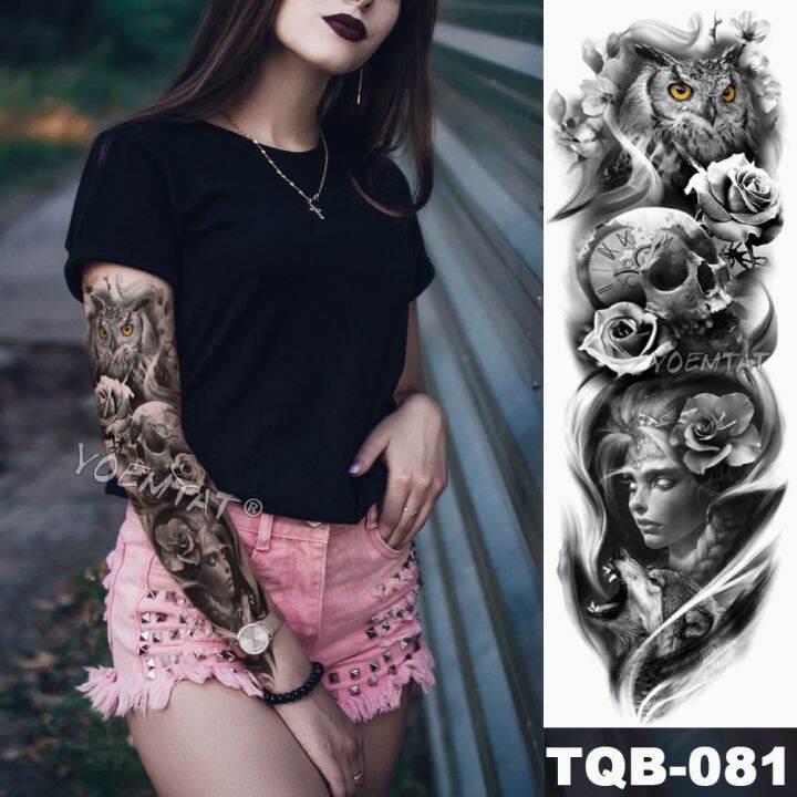 large-arm-sleeve-tattoo-hourglass-diamond-waterproof-temporary-fake-tatoo-sticker-skull-halo-poker-mask-men-women-full-tatto