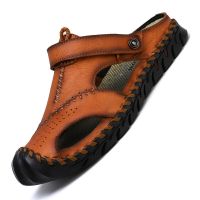 Sandals Summer Men Leather Classic Men Shoes Slippers Soft Sandals Men Roman Comfortable Outdoor Walking Footwear