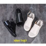Giày sandal bánh mì quai ngang cut out cao cấp, đường phồ, teen
