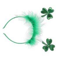 ？》：“： Clover Headband Plastic Lightweight Green Clover Feather Hair Band For Women DIY Hair A