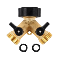 Garden Hose Splitter Hose Distributor 2 Way Heavy Duty Brass Connector Tap Splitter Y Splitter 2 Valves with 2 Extra Rubber Washer