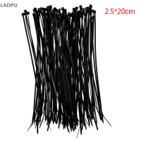 LAOPU MINSHENG มิถุนายน 100pcs ยึดสีขาวสีดำสายเคเบิล Zip TIES ล็อคด้วยตัวเองสายไนลอน Tie