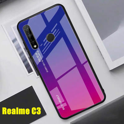 เก็บเงินปลายทางCase Realme C3 เคสเรียวมี เคสกระจกสองสี เคสกันกระแทก เคส realme c3 ขอบนิ่ม เคสกระจกไล่สี สินค้าใหม่